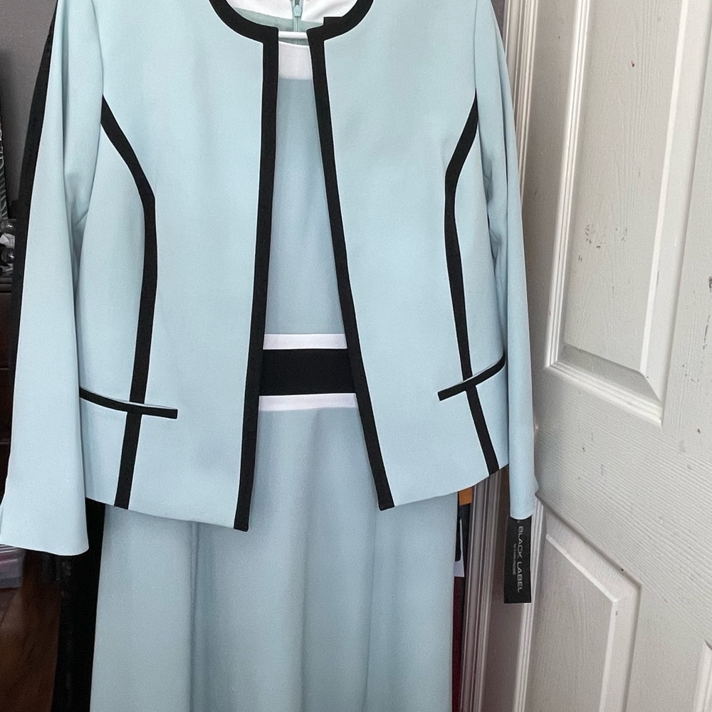 Black Label Light Blue and Black Women's Dress 2pc
